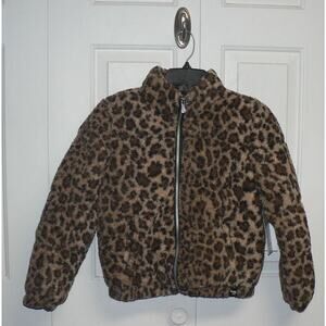 Kenzie Girl Boucle Full Zip Pocket Jacket in Cheetah Medium 10/12 MSRP $89